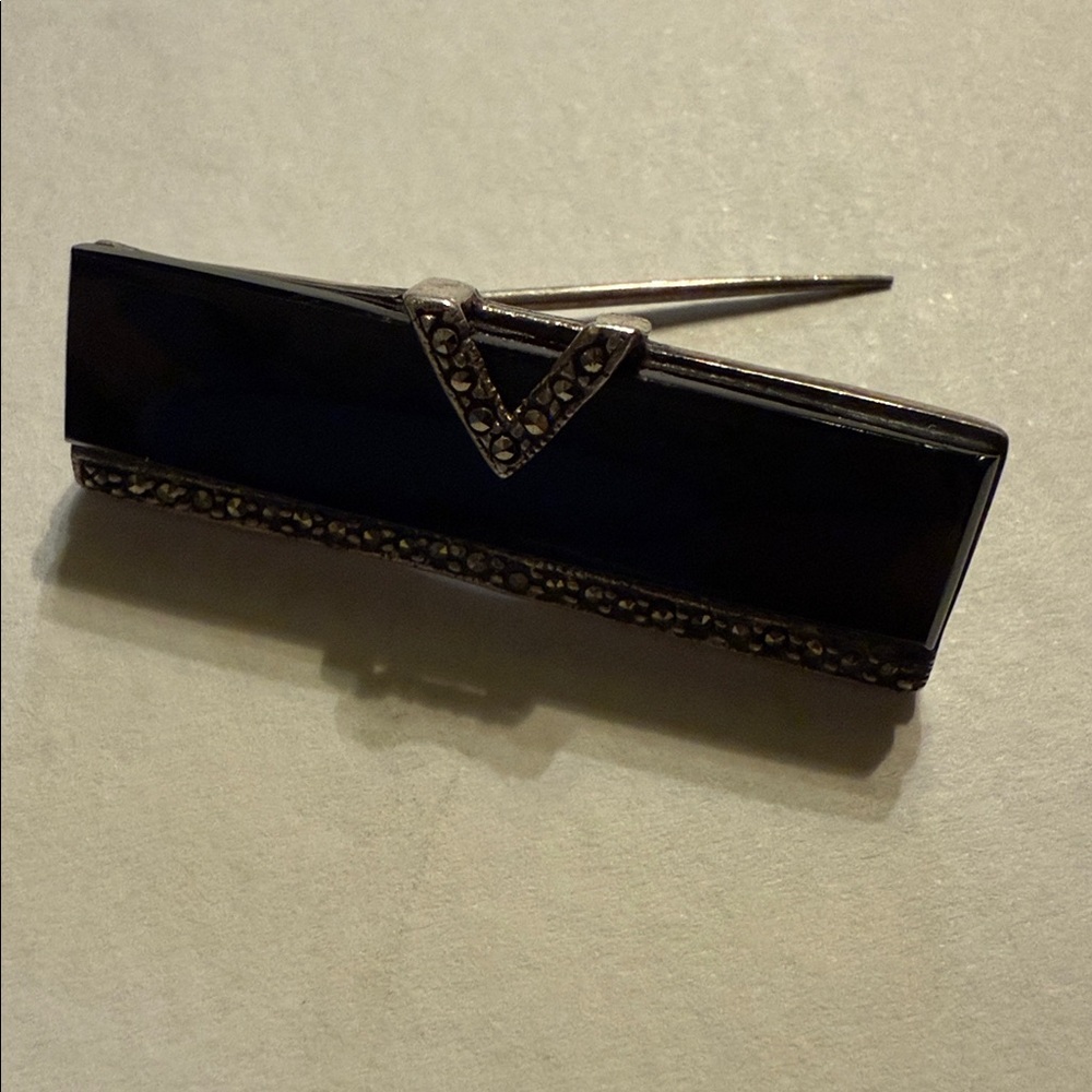 Sterling Silver 925 Rectangular Brooch With Marca… - image 5